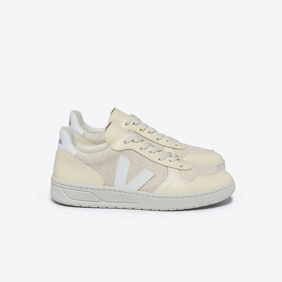 VEJA V-10 J Mesh Jute White Sneakers 10 - Picture 1 of 11